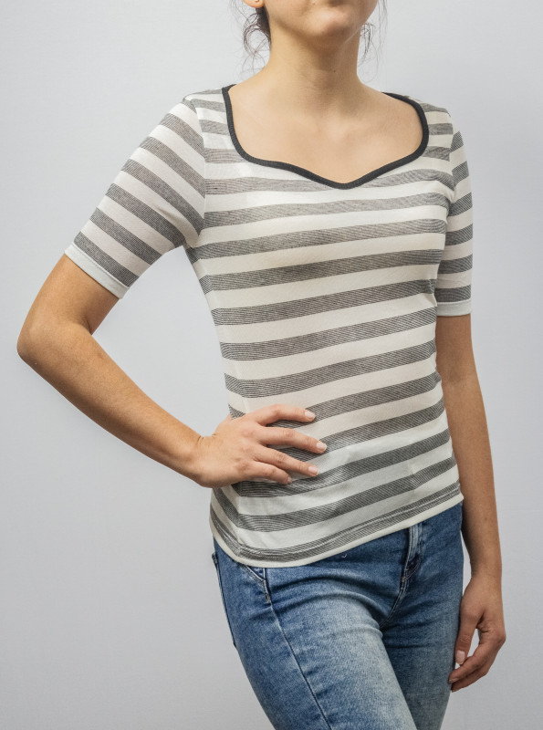 POLO MANGA CORTA NEGRO/CREMA