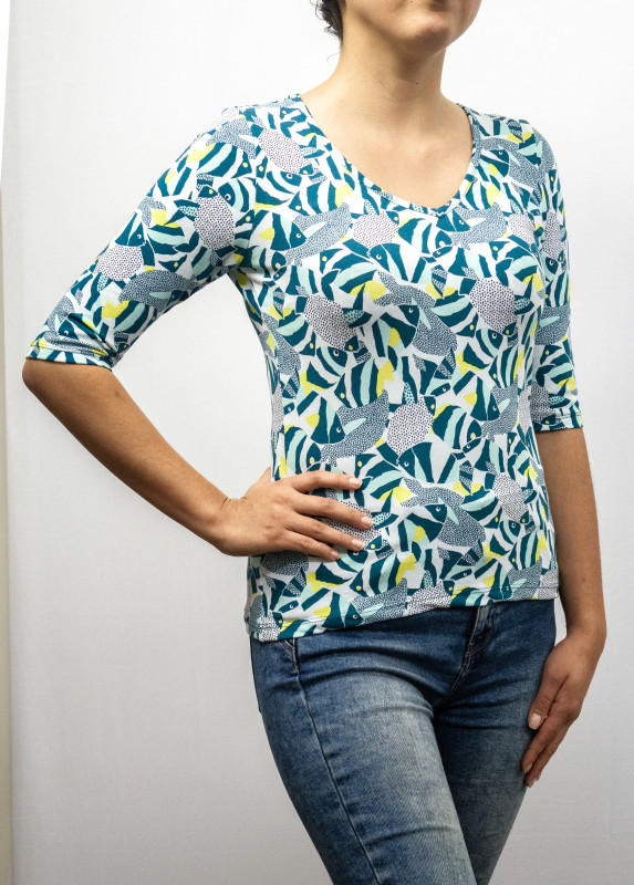 POLO MANGA 3/4 VERDE/BLANCO