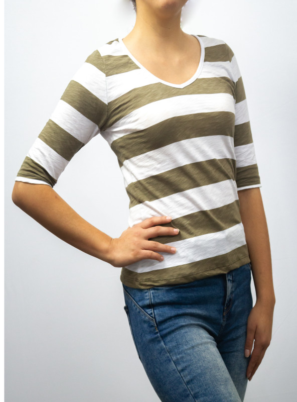 POLO MANGA 3/4 OLIVO/BLANCO