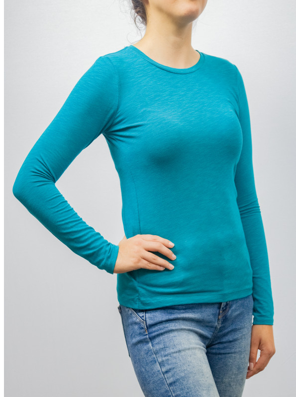 POLO MANGA LARGA VERDE JASPEADO